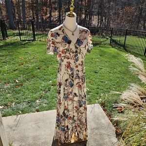 Cream Floral Maxi Dress